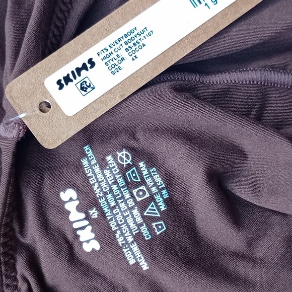 NWT SKIMS Fits Everybody High Cut Low Back Thong Bodysuit in Cocoa 4X - Picture 3 of 4